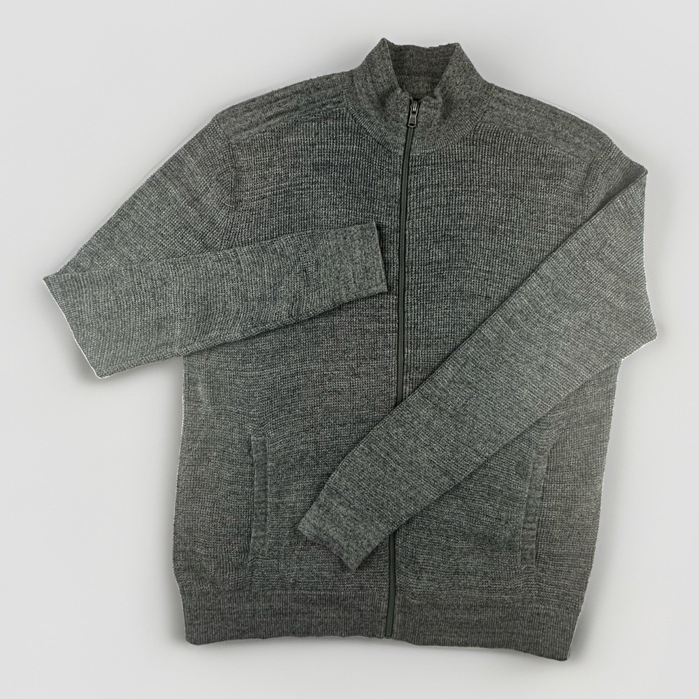 Michael Kors Men's XL Gray Full Zip Sweater Jacket Cotton Wool Blend Pockets
